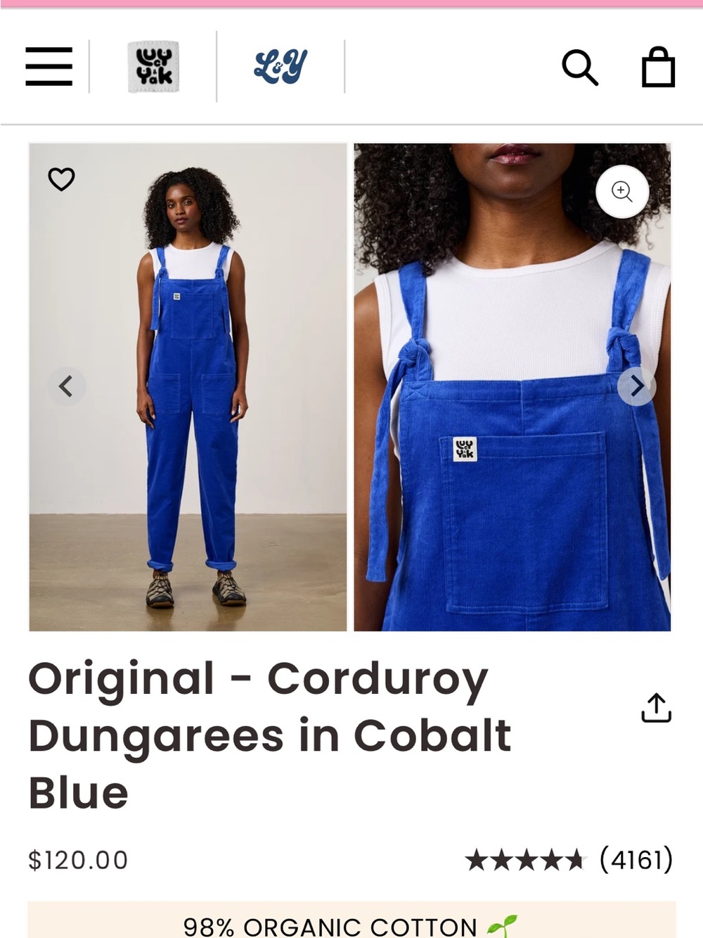 Lucy & Yak Vintage Corduroy Dungarees in Bright Red